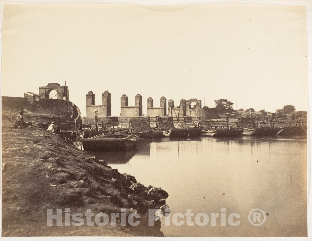 Photo Print : Suspension Bridge Over The Hindun River Destroyed by The Rebels in 1857 : Vintage Wall Art