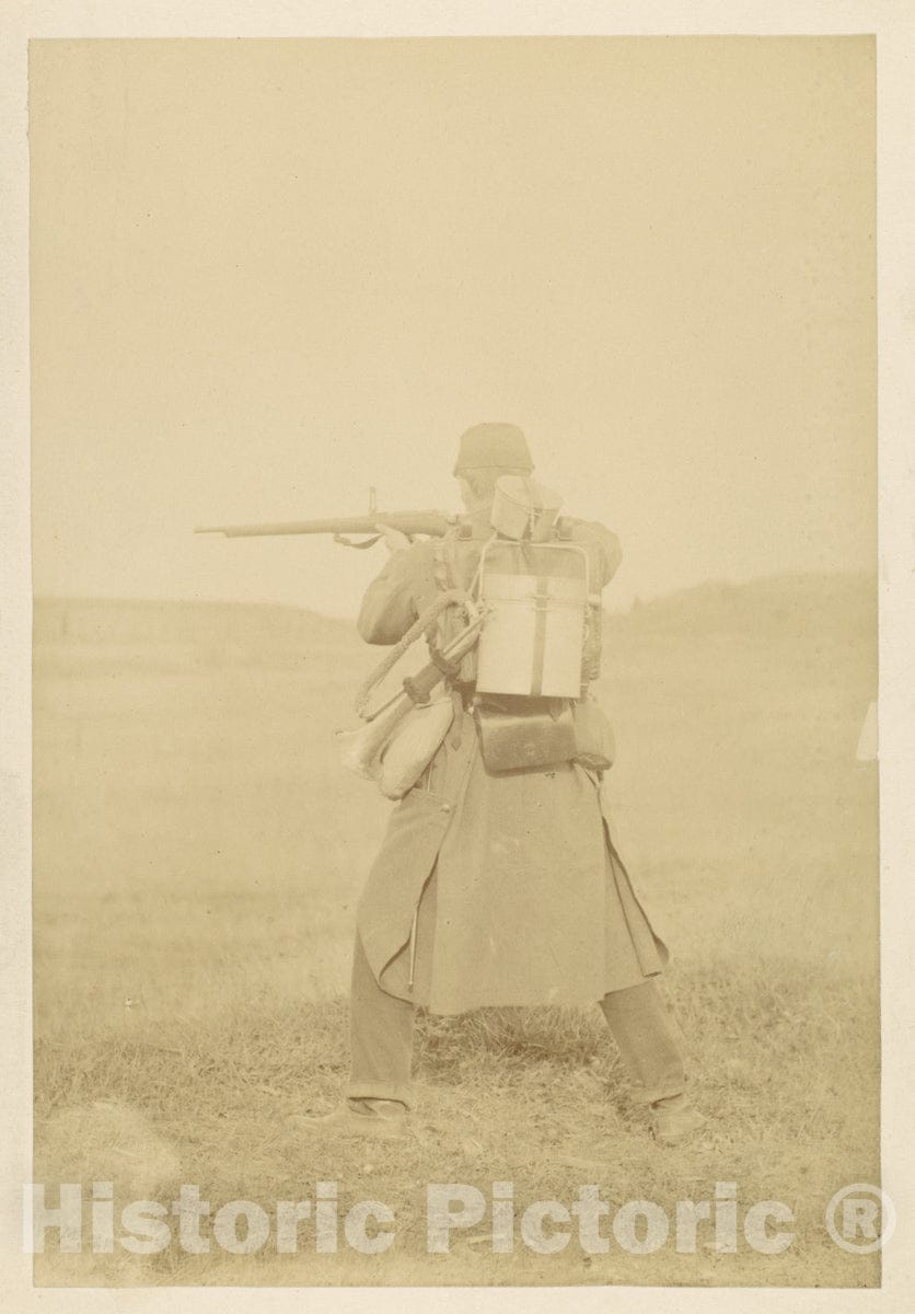 Photo Print : Standing Soldier Aiming Rifle : Vintage Wall Art