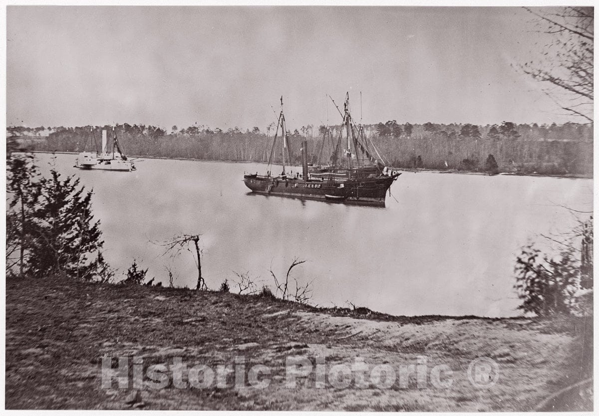 Photo Print : Formerly Mathew B. Brady - U.S. Gunboat Mendota, James River 1 : Vintage Wall Art