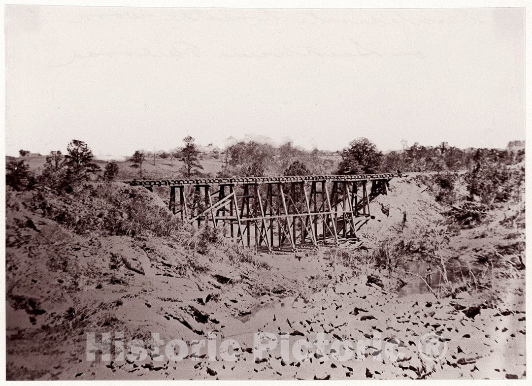 Photo Print : Andrew Joseph Russell - Confederate Trestle Work on Alexandria Railroad : Vintage Wall Art