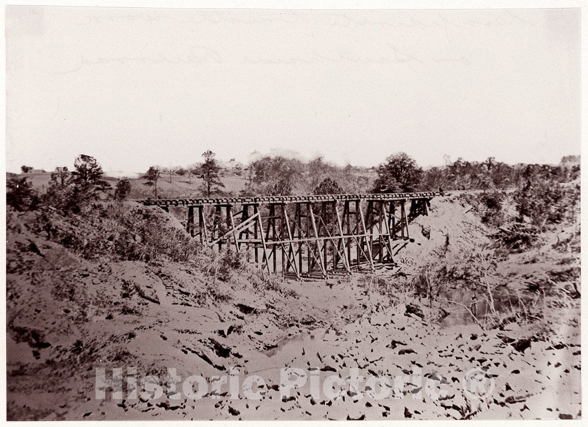 Photo Print : Andrew Joseph Russell - Confederate Trestle Work on Alexandria Railroad : Vintage Wall Art