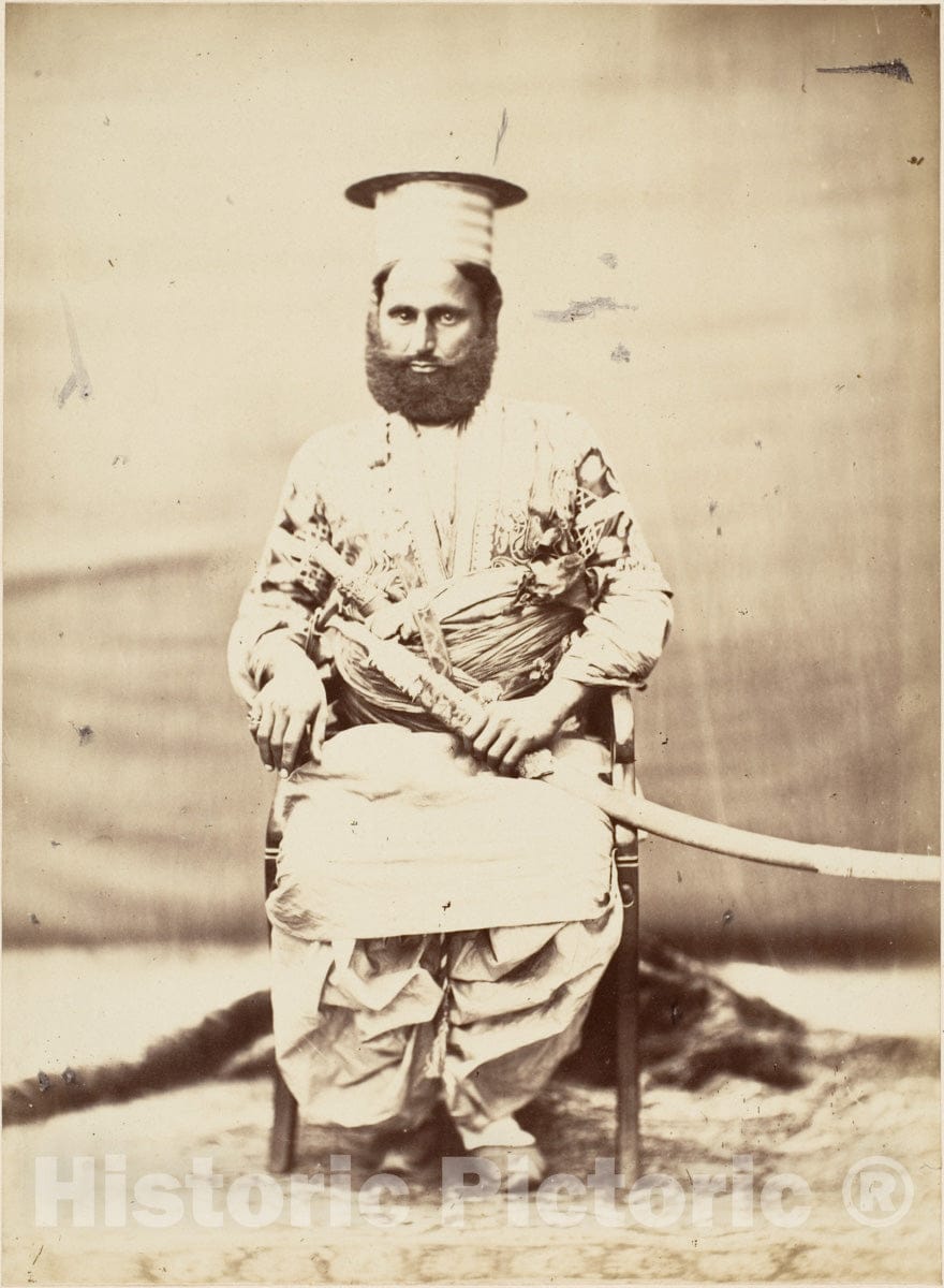 Photo Print : Eastern Man with Beard and Sabre : Vintage Wall Art