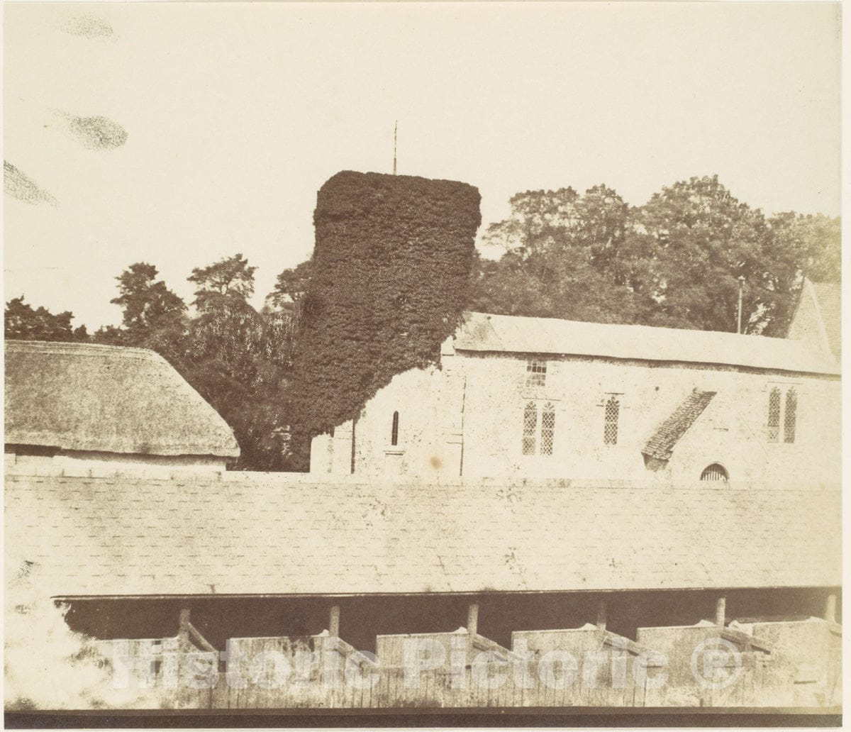 Photo Print : Stables and Ivy Covered Tower : Vintage Wall Art