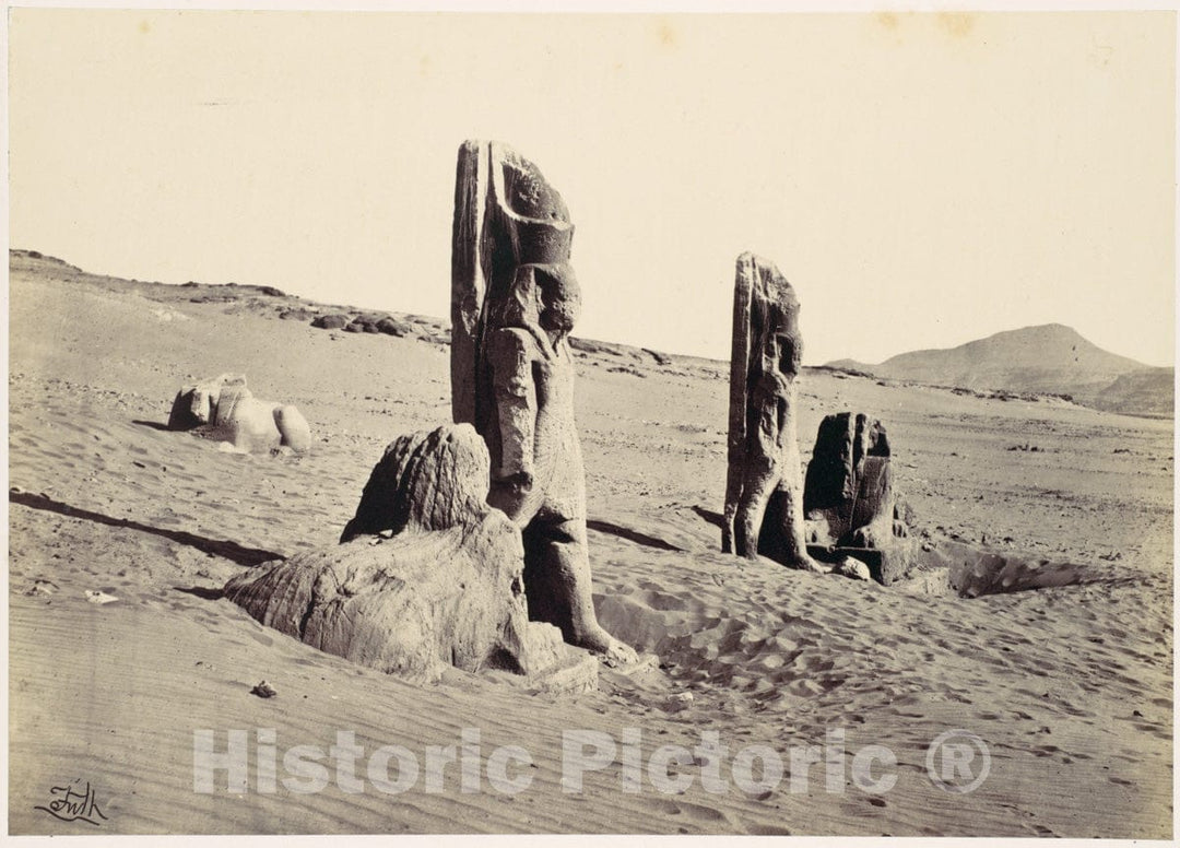 Photo Print : Francis Frith - Colossi and Sphynx at Wady Saboua : Vintage Wall Art
