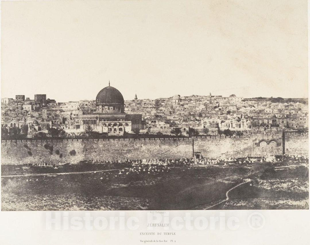 Photo Print : Auguste Salzmann - Jérusalem, Enceinte du Temple, Vue générale de la face Est, Pl. 2 : Vintage Wall Art