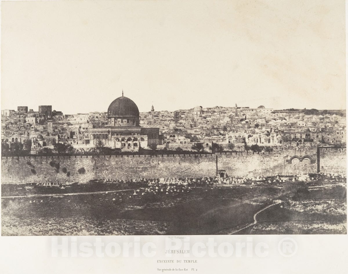 Photo Print : Auguste Salzmann - Jérusalem, Enceinte du Temple, Vue générale de la face Est, Pl. 2 : Vintage Wall Art