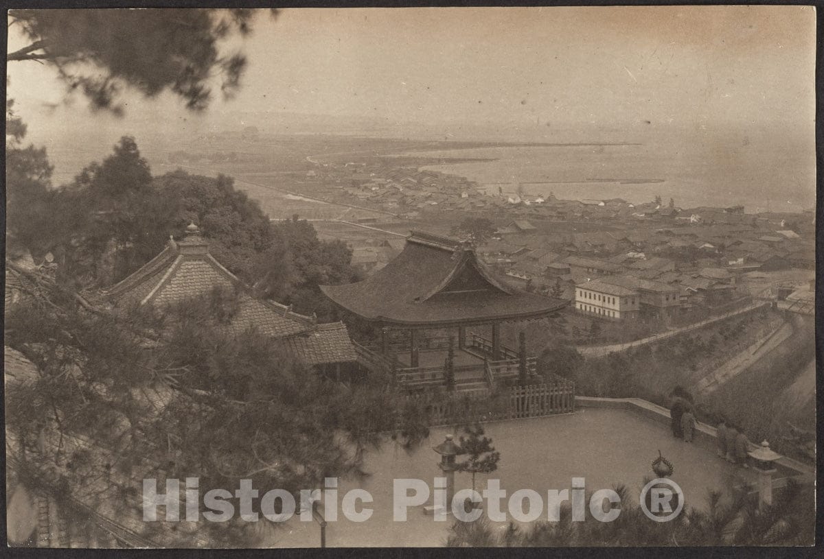 Photo Print : Adolf de Meyer - View from Hillside of Pagoda, City, Harbor : Vintage Wall Art