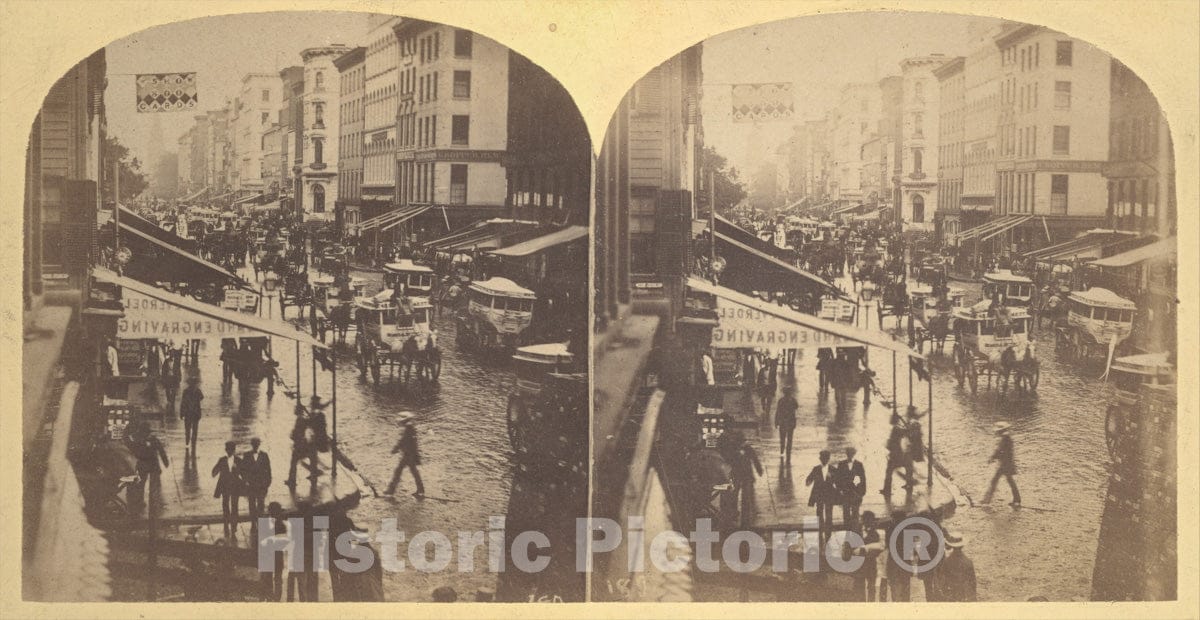 Art Print : Edward Anthony - Broadway on a Rainy Day : Vintage Wall Art