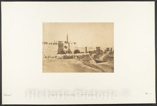 Photo Print : Maxime Du Camp - Château de David (Daoud Kalessy) et murailles de Jérusalem : Vintage Wall Art