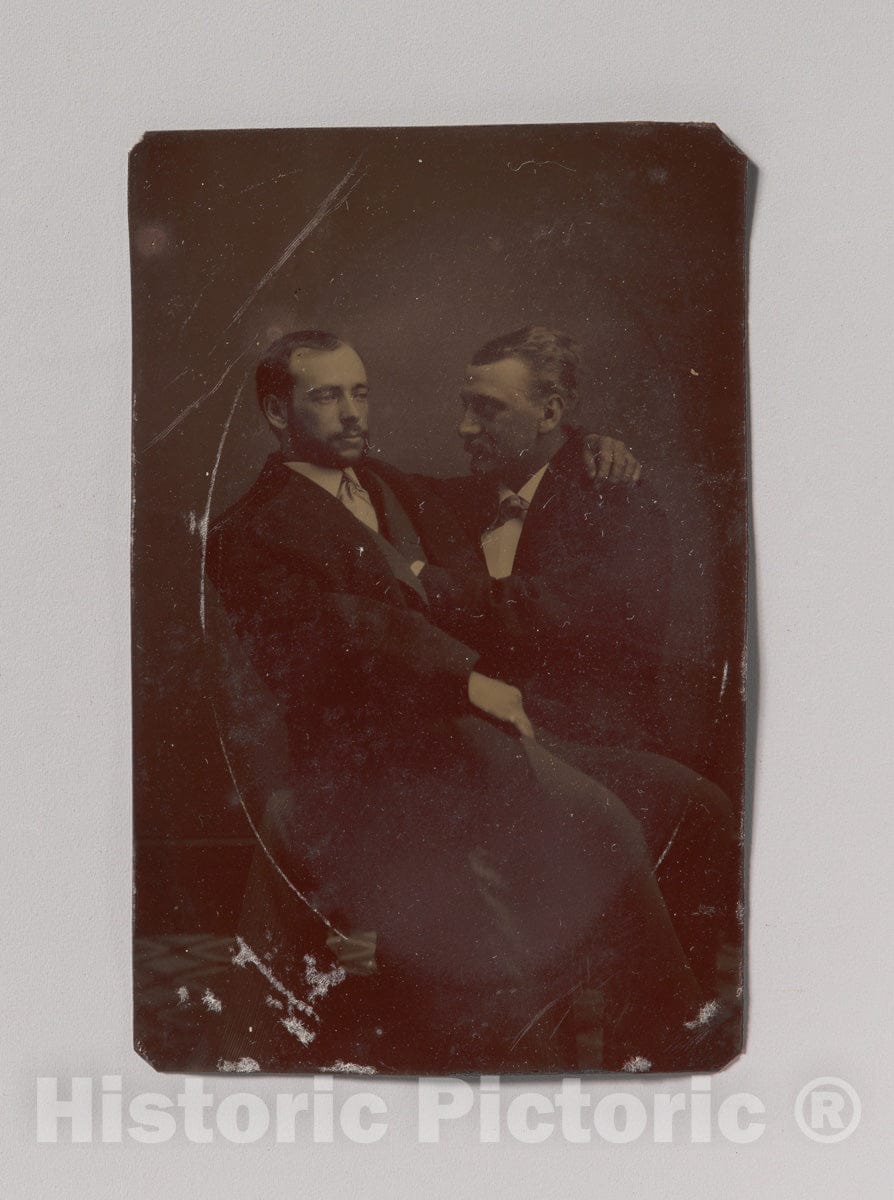 Art Print : Two Men Seated, One in The Other's Lap, with Their Hands in Suggestive Positions - Artist Unknown : Vintage Wall Art