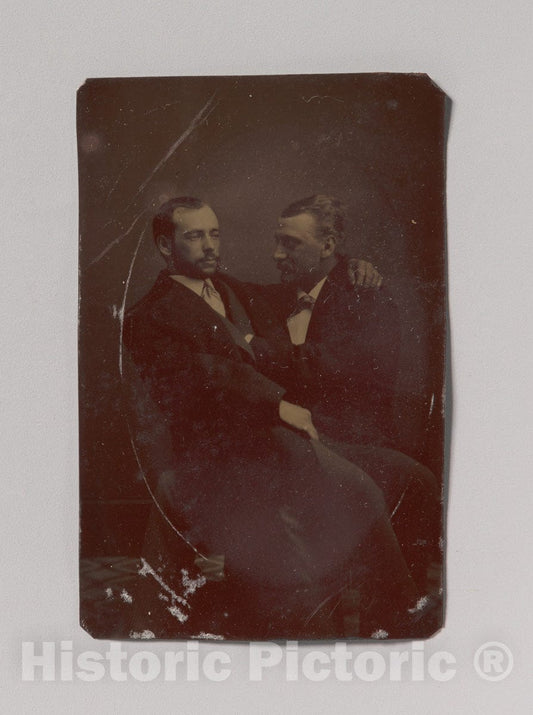Art Print : Two Men Seated, One in The Other's Lap, with Their Hands in Suggestive Positions - Artist Unknown : Vintage Wall Art