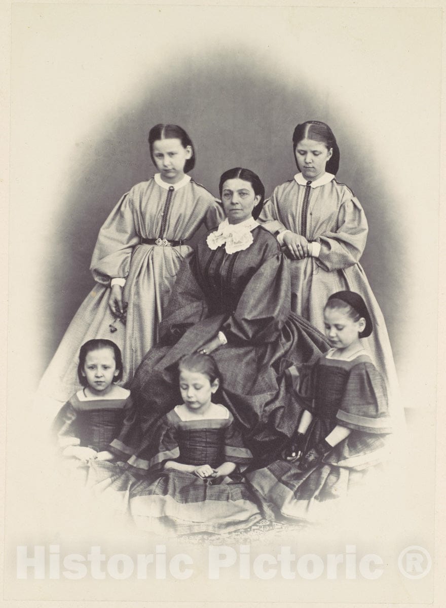 Photo Print : Franz Antoine - Portrait of a Seated Woman Surrounded by Five Girls, Seated and Standing : Vintage Wall Art