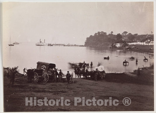 Photo Print : Timothy H. O'sullivan - Belle Plain. Distant View of Landing : Vintage Wall Art