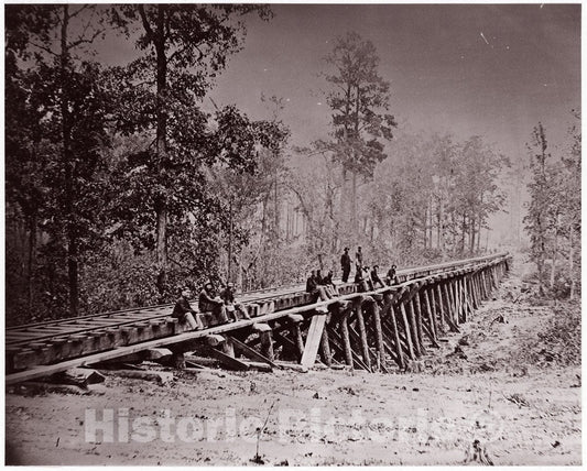 Photo Print : Andrew Joseph Russell - Bridge. U.S. Military Railroad at City Point v.2 : Vintage Wall Art