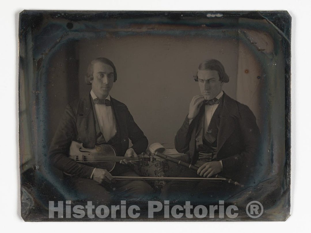 Photo Print : Possibly by Violinist and Flute Player : Vintage Wall Art