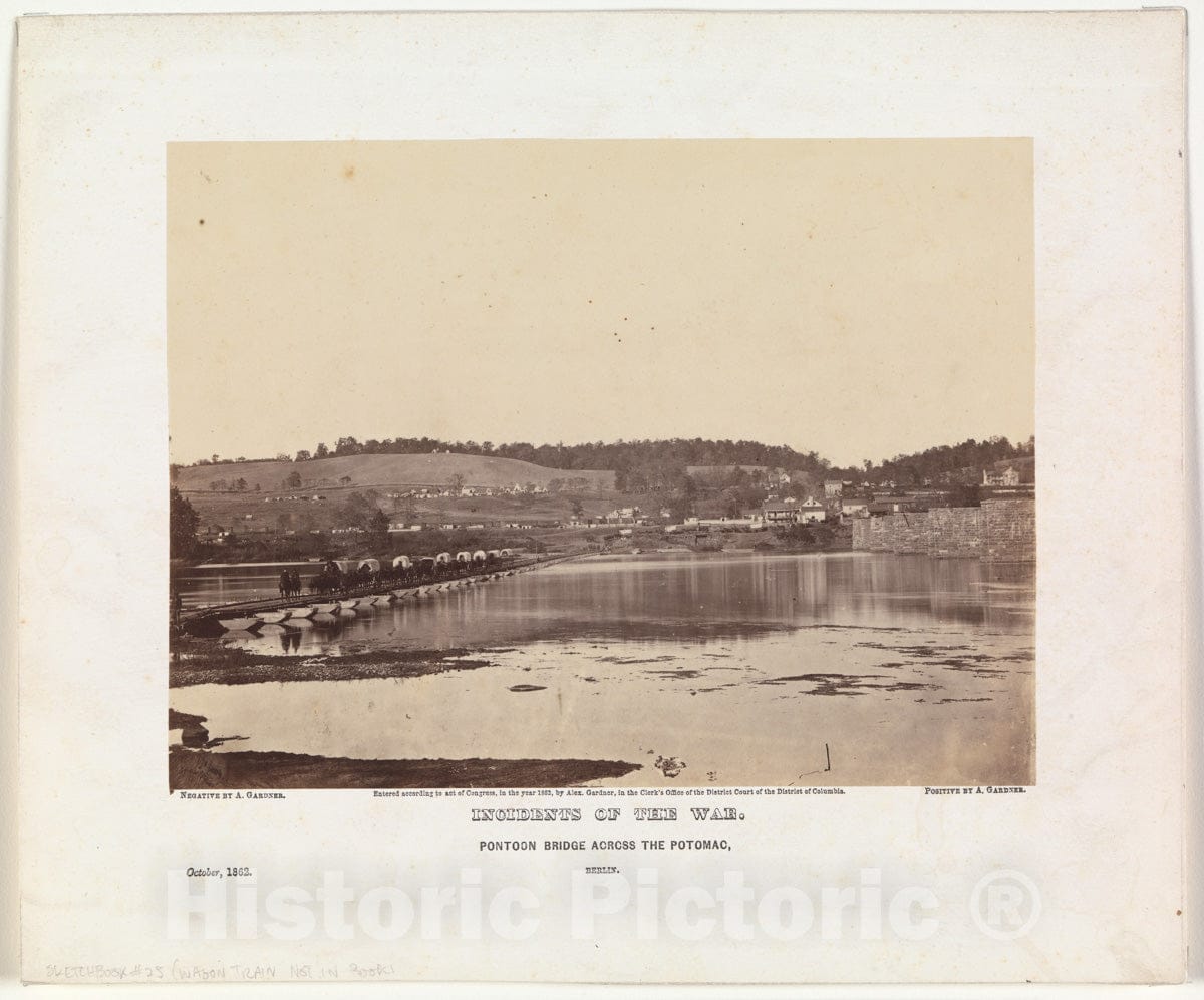 Photo Print : Alexander Gardner - Pontoon Bridge Across The Potomac, Berlin, October 1862 : Vintage Wall Art