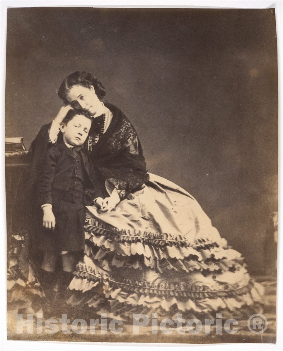 Photo Print : François-Benjamin-Maria Delessert - Empress Eugénie and The Prince Imperial : Vintage Wall Art