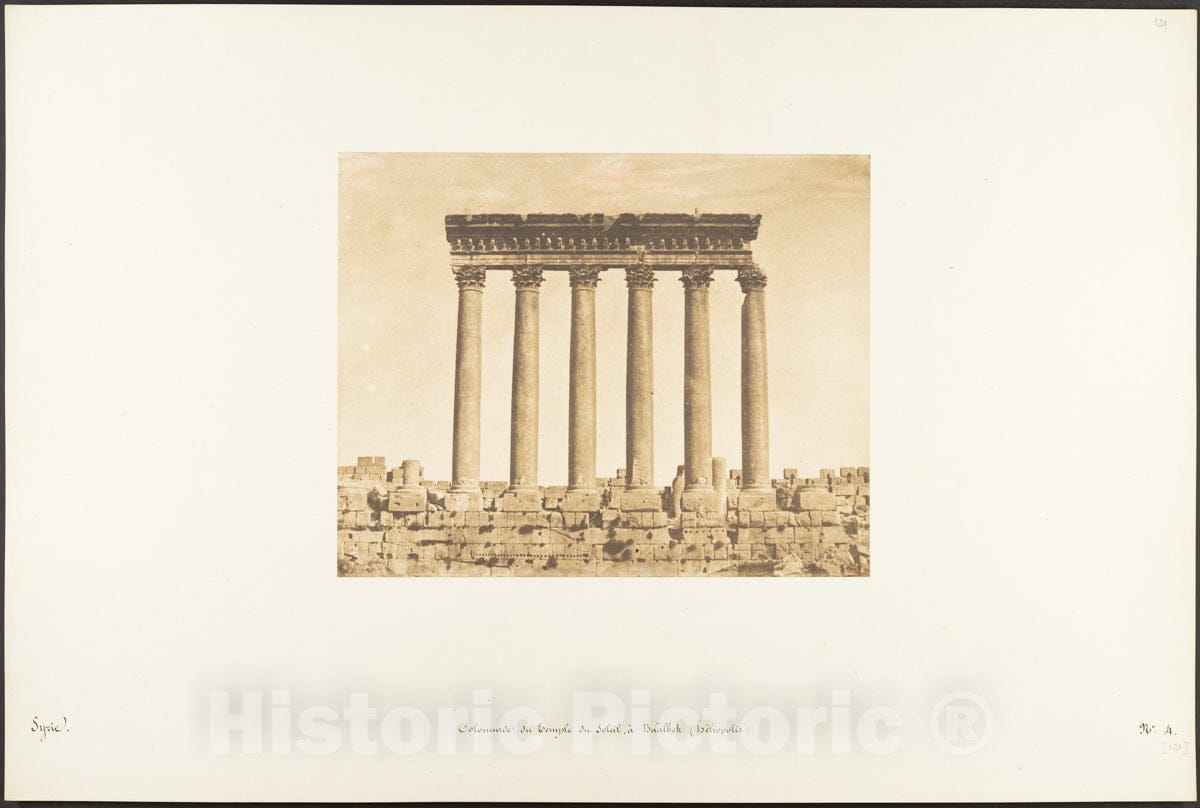 Photo Print : Maxime Du Camp - Colonnade du Temple du Soleil, à Baâlbek (Héliopolis) 2 : Vintage Wall Art