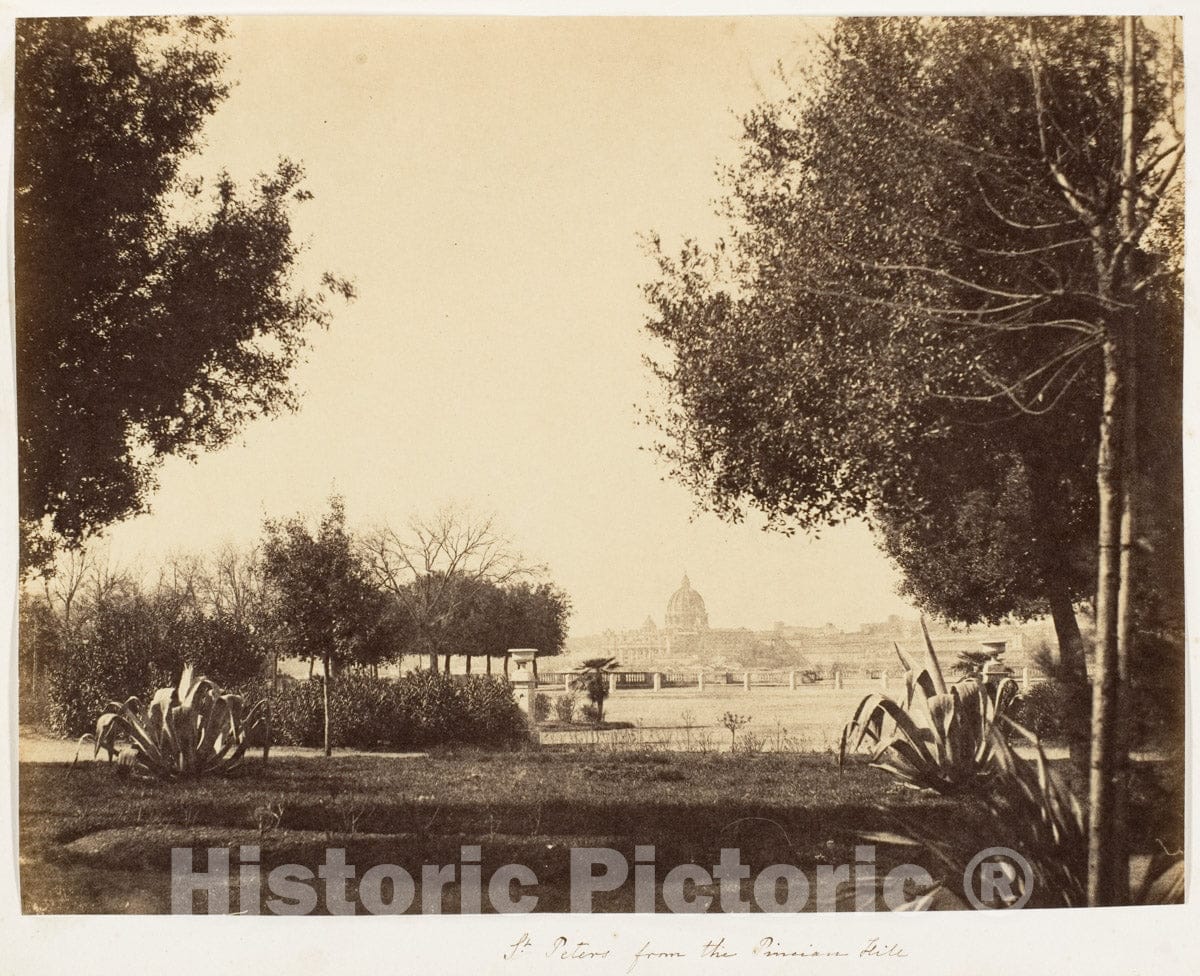 Photo Print : Possibly by Jane Martha St. John - St. Peters from The Pincian Hill : Vintage Wall Art