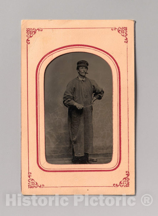 Art Print : Plasterer Smoking a Cigar, Trowel in Hand - Artist Unknown : Vintage Wall Art