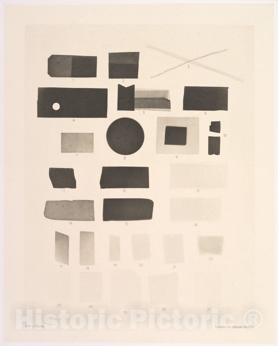 Art Print : Josef Maria Eder - X-Ray of Samples of Various Materials : Vintage Wall Art