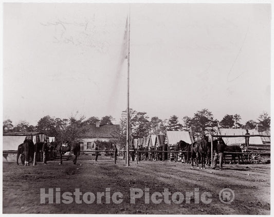 Photo Print : Andrew Joseph Russell - Headquarters, 10th Army Corps, Hatcher's Farm, Virginia : Vintage Wall Art