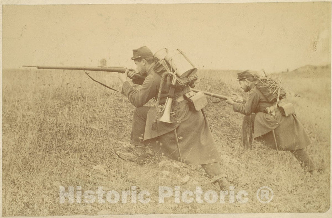 Photo Print : Soldier with Rifle and Bugle : Vintage Wall Art