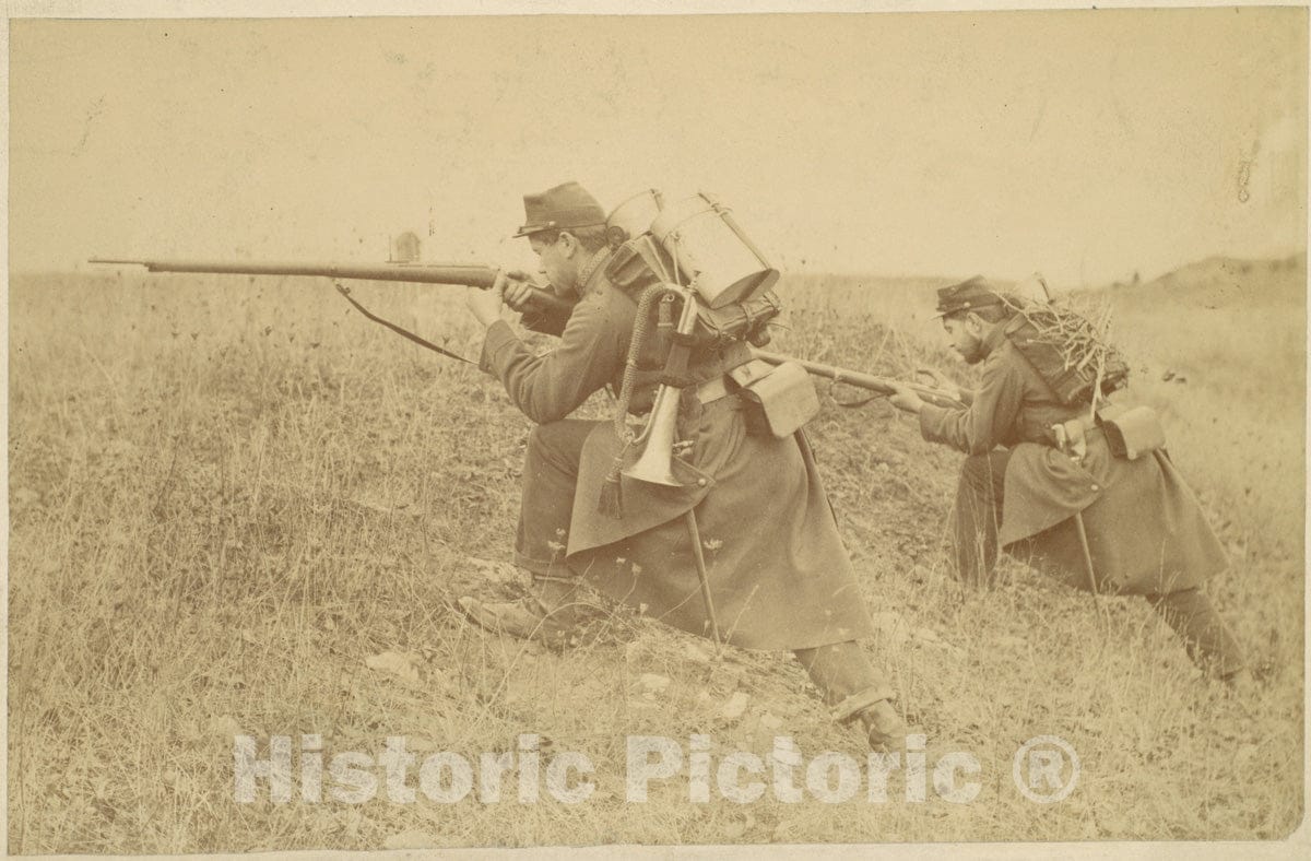 Photo Print : Soldier with Rifle and Bugle : Vintage Wall Art