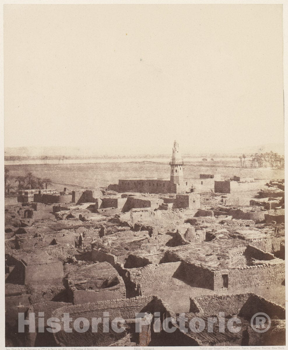 Photo Print : Félix Teynard - Edfou, Aspect Générale de la Ville Vue de la Plateforme Centrale du Pylône : Vintage Wall Art