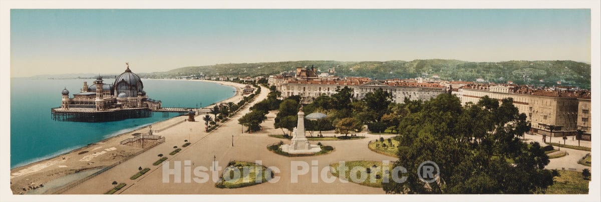 Art Print : View of Nice - Artist Unknown : Vintage Wall Art