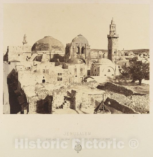 Photo Print : Louis de Clercq - Jérusalem. État actuel du dôme, du St. Sépulcre et Minaret d'Omar : Vintage Wall Art