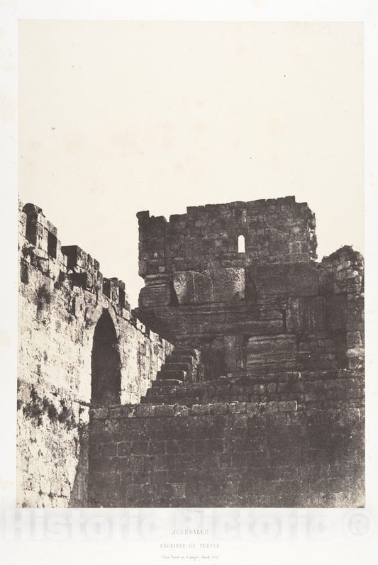 Photo Print : Auguste Salzmann - Jérusalem, Enceinte du Temple, Face Nord de l'angle Nord-Est : Vintage Wall Art