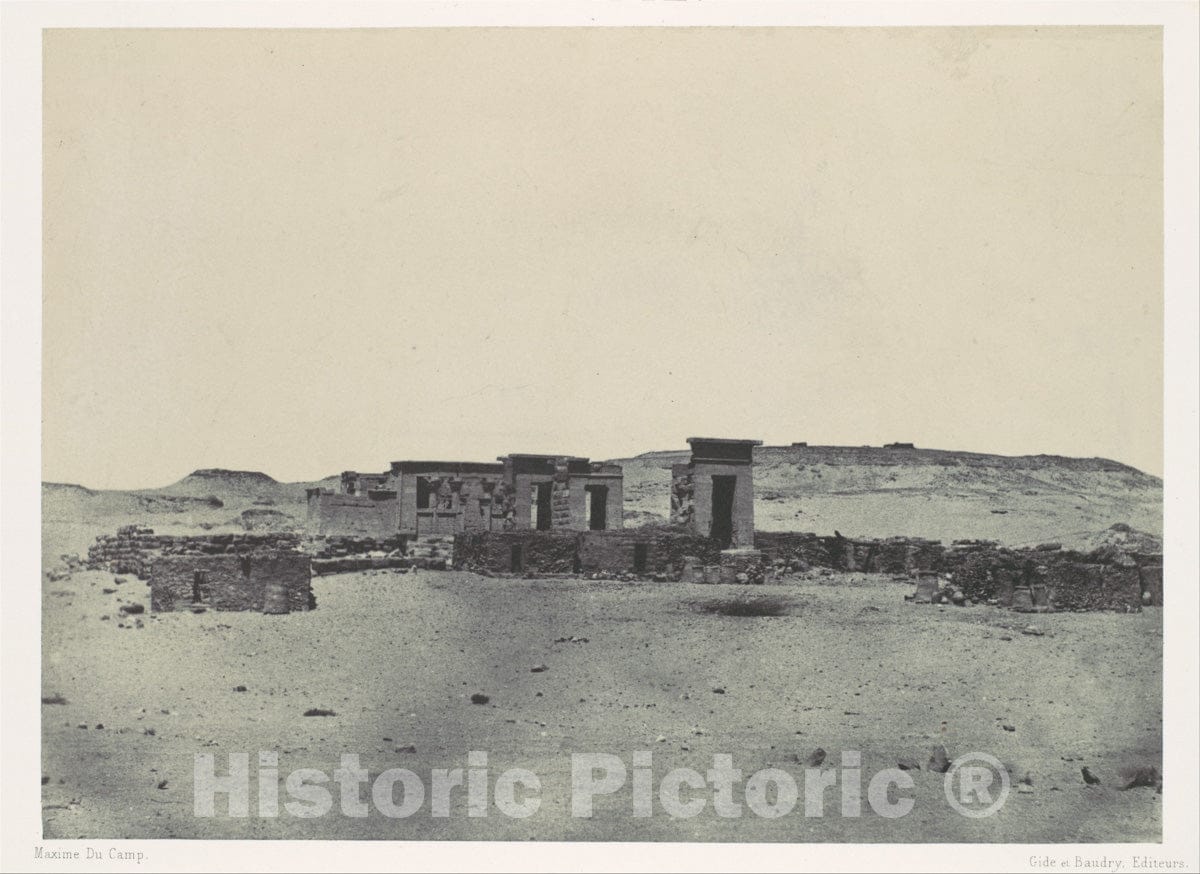 Photo Print : Maxime Du Camp - Nubie. Temple et Village de Débôd. Parembole de l'itinéraire d'Antonin : Vintage Wall Art