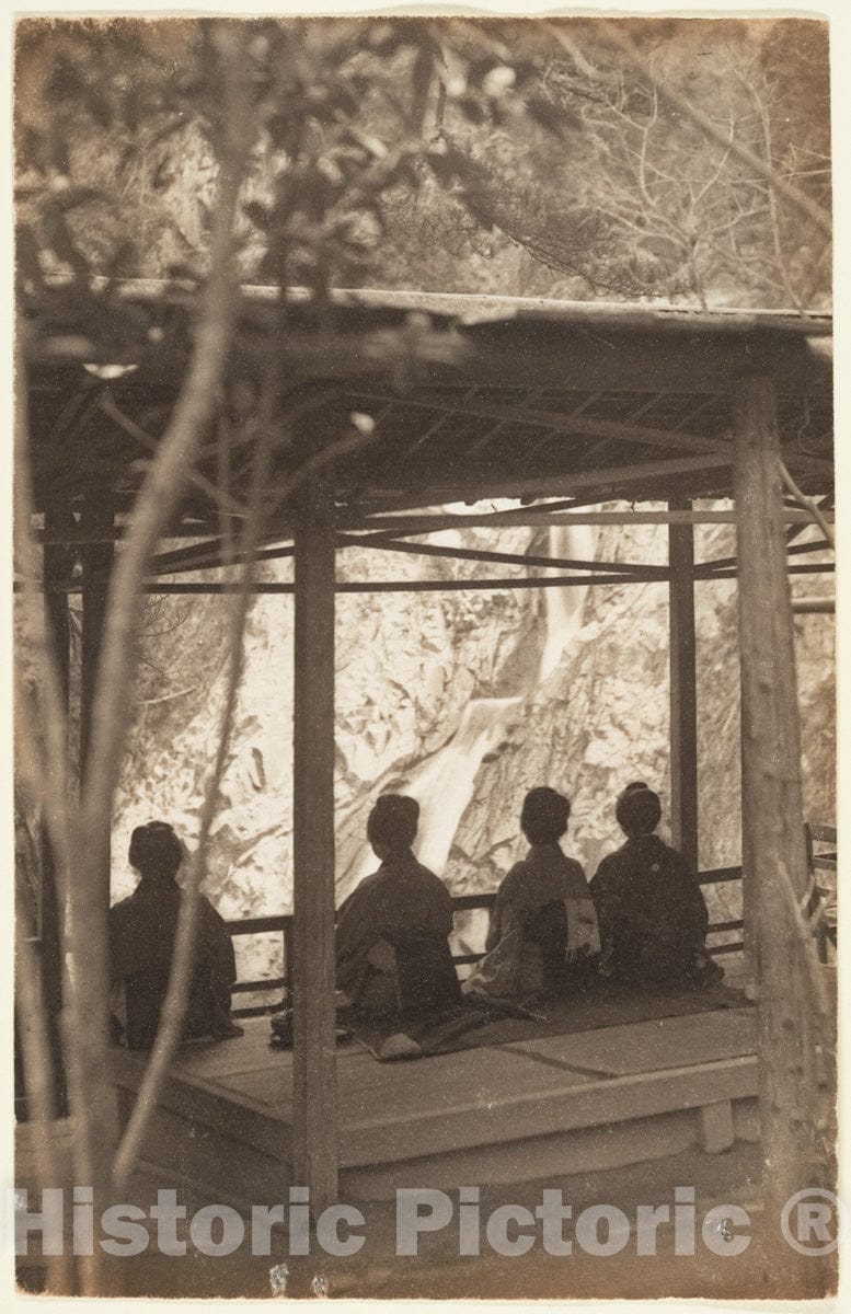 Photo Print : Adolf de Meyer - Four Women Under a Shelter Viewing a Waterfall : Vintage Wall Art
