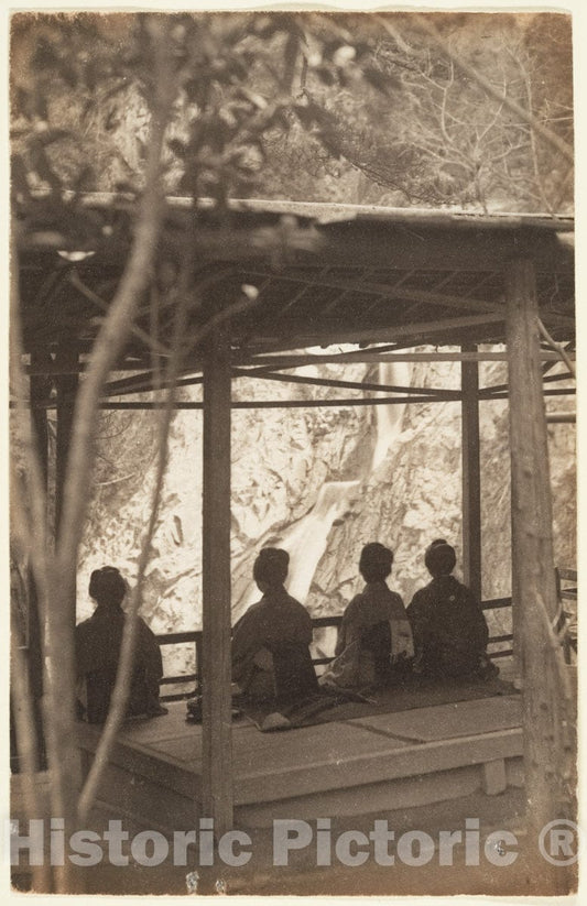 Photo Print : Adolf de Meyer - Four Women Under a Shelter Viewing a Waterfall : Vintage Wall Art