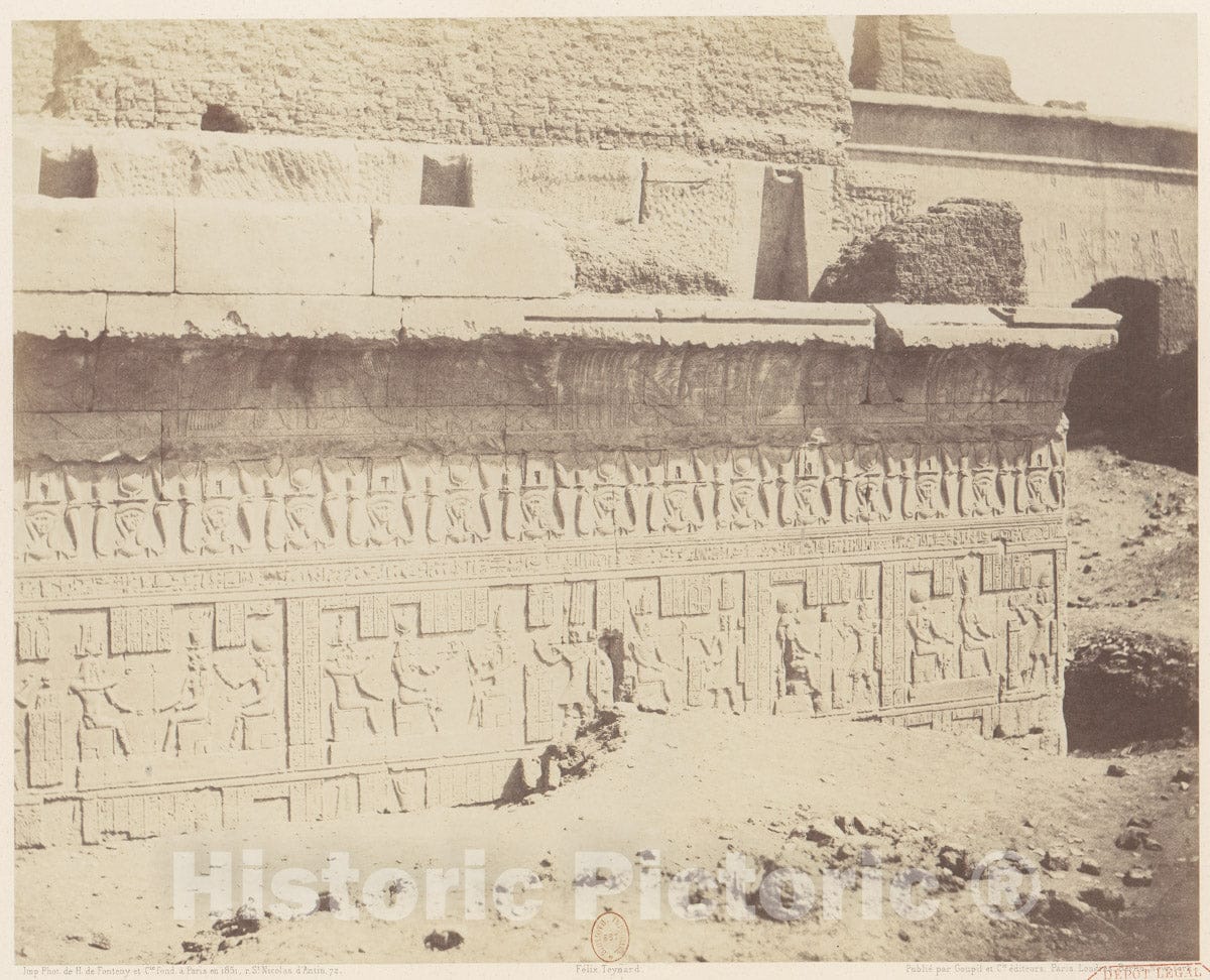 Photo Print : Félix Teynard - Dendérah (Tentyris), Mammisi - Artation Extérieure de la Face Sud : Vintage Wall Art