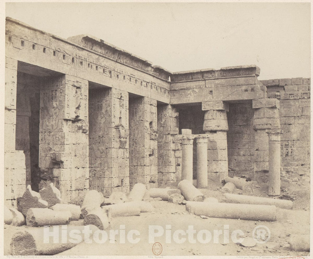 Photo Print : Félix Teynard - Médînet-Abou (Thèbes). Constructions Postérieures - Deuxiéme Cour : Vintage Wall Art