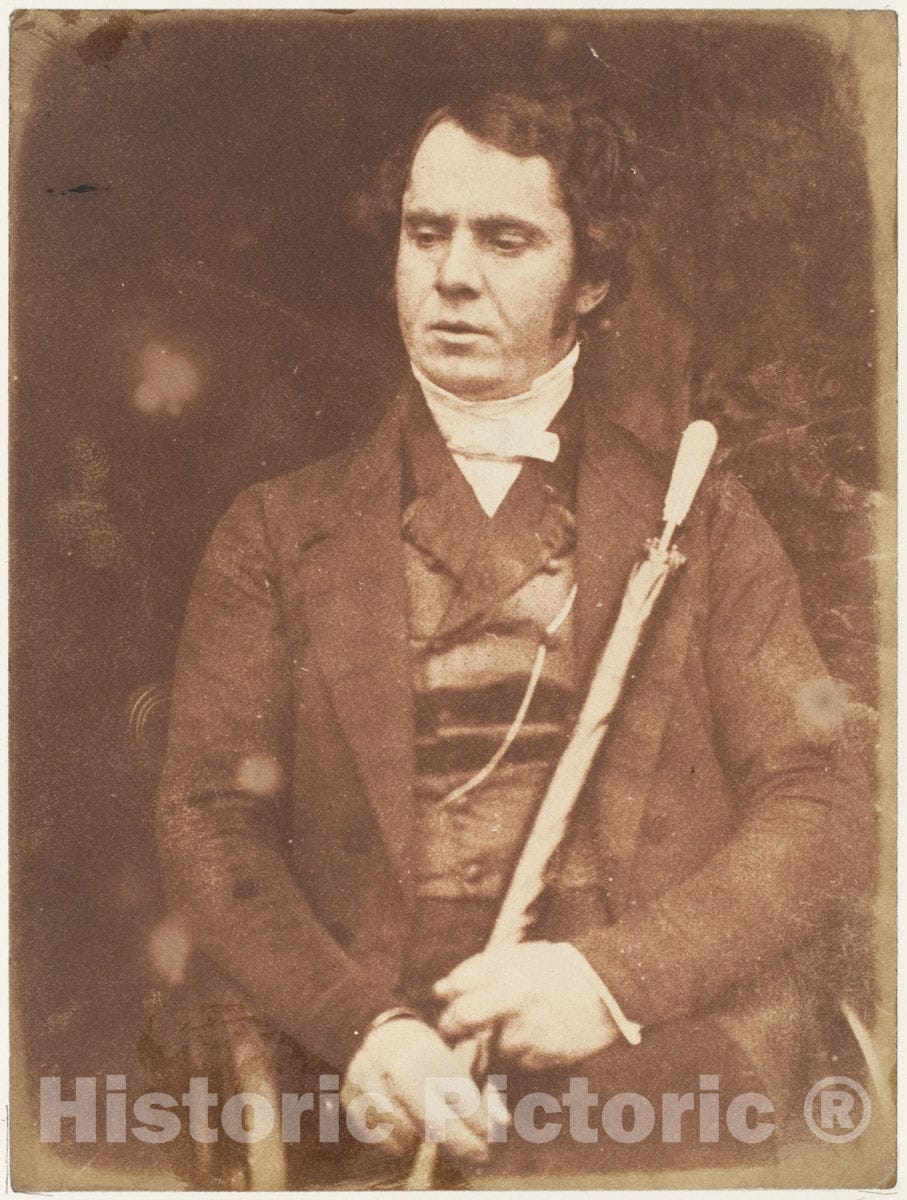 Photo Print : Hill and Adamson - Man Holding Umbrella : Vintage Wall Art