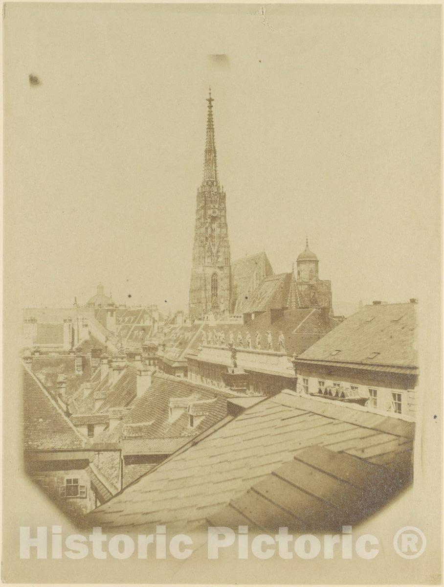 Photo Print : Alois Auer - View of The Rooftops and Cathedral of Vienna : Vintage Wall Art