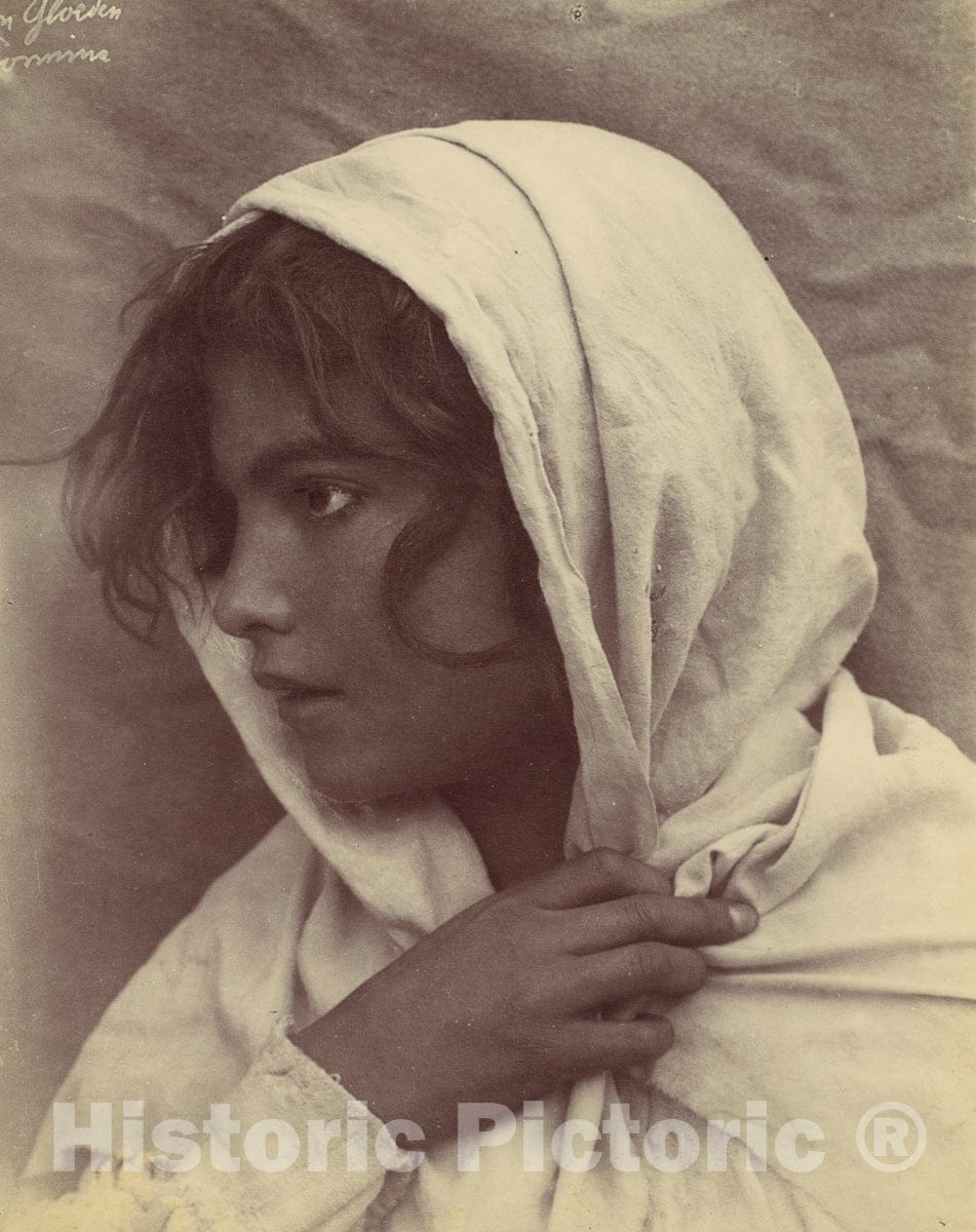 Photo Print : Wilhelm von Gloeden - Young Girl ? with Cloak of Cloth Over Head, Sicily, Italy : Vintage Wall Art