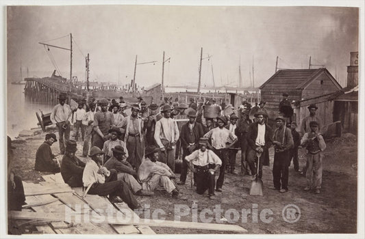 Photo Print : Andrew Joseph Russell - Laborers at Quartermaster's Wharf, Alexandria, Virginia : Vintage Wall Art