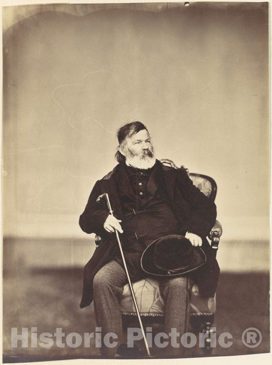 Photo Print : Franz Antoine - Seated Man with Cane and Hat : Vintage Wall Art