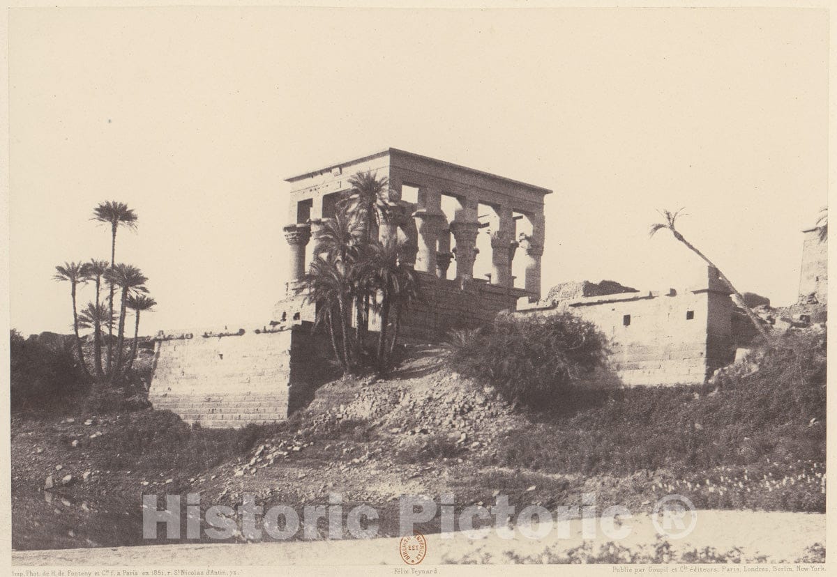 Photo Print : Félix Teynard - ILE de Fîleh (Philæ), Édifice de l'Est - Vue Générale Prise du Point C : Vintage Wall Art