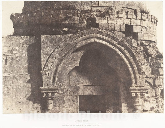 Photo Print : Auguste Salzmann - Jérusalem, Détails de la Porte d'un Dôme sépulcral : Vintage Wall Art
