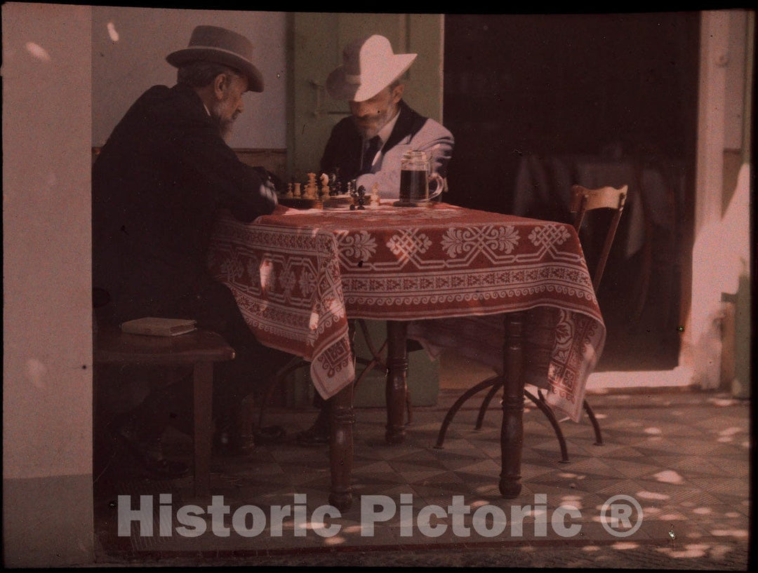 Art Print : Alfred Stieglitz - Two Men Playing Chess : Vintage Wall Art