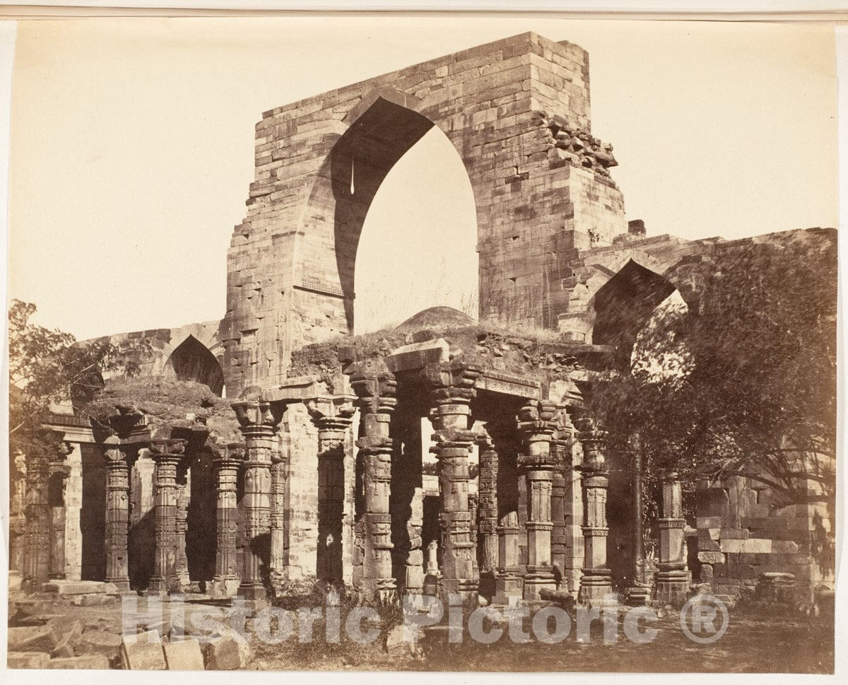 Photo Print : Hindoo Pillars and Mahomedan Arch at The Qutub Minar, Delhi : Vintage Wall Art