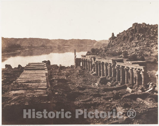 Photo Print : Félix Teynard - ILE de Fîleh (Philæ), Vue Génèrale Prise du Point I, Sur La Plateforme du Pylône 2 : Vintage Wall Art