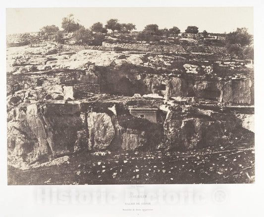 Photo Print : Auguste Salzmann - Jérusalem, Village de Siloam, Monolithe de Forme égyptienne, 2 : Vintage Wall Art