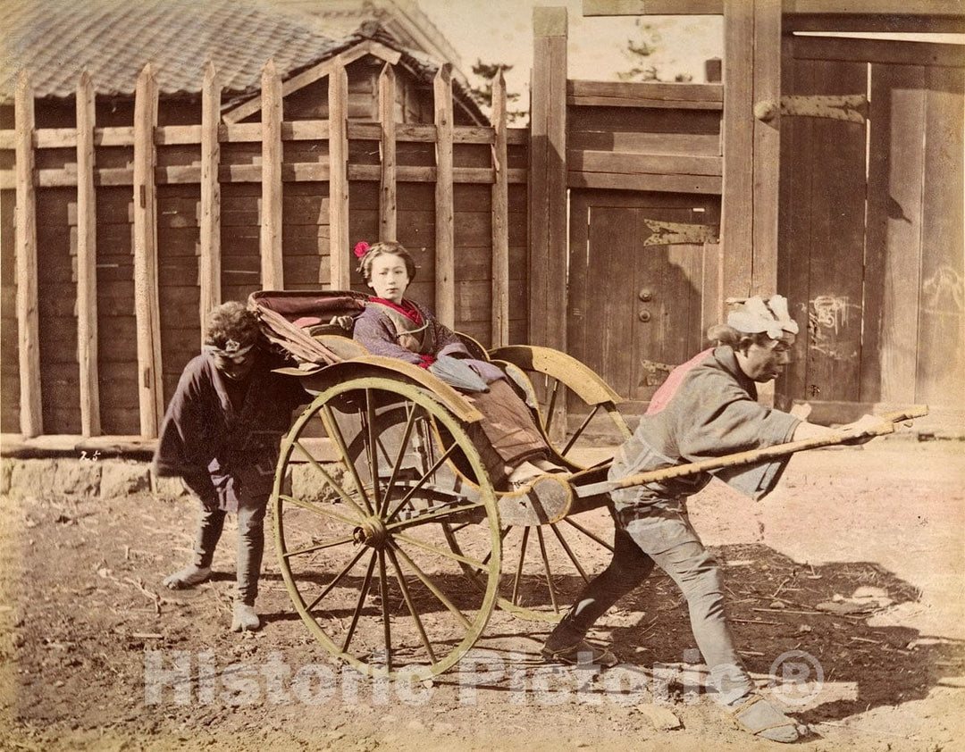 Photo Print : Japanese Woman Posing in a Carriage : Vintage Wall Art