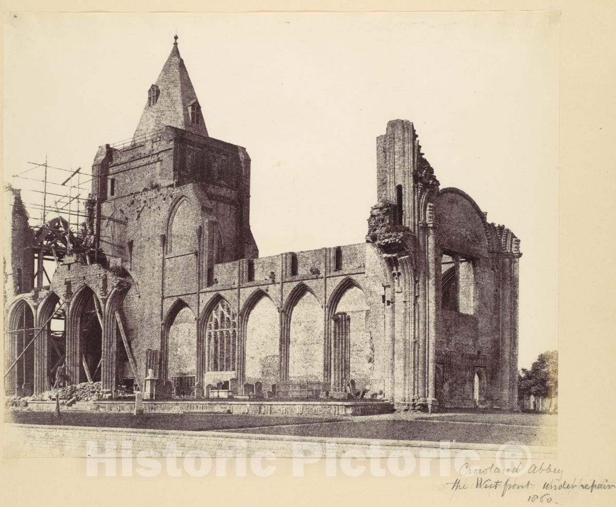 Photo Print : Alfred Capel Cure - Crowland Abbey, The West Front Under Repair : Vintage Wall Art